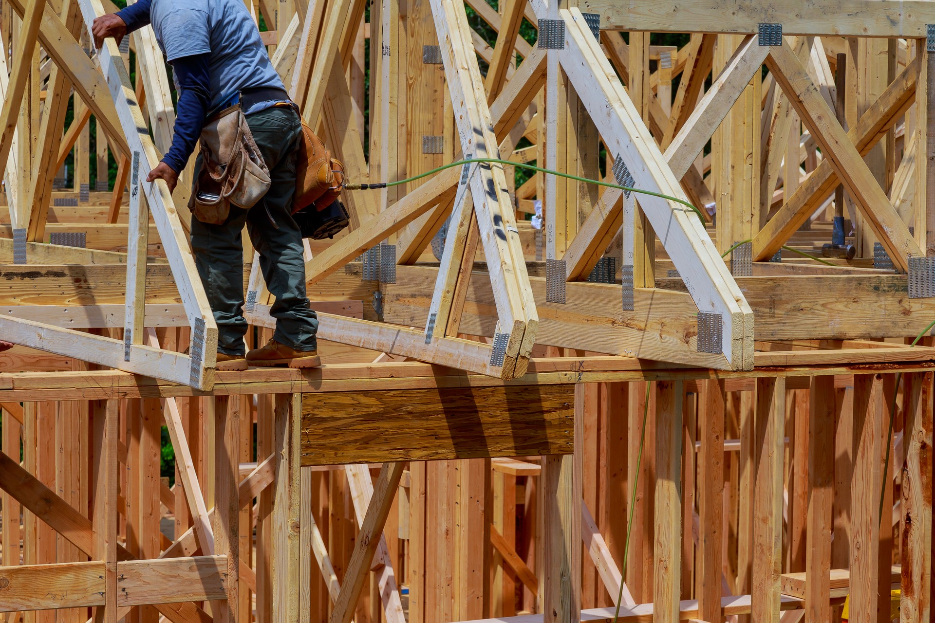 Wooden house roof residential construction home framing