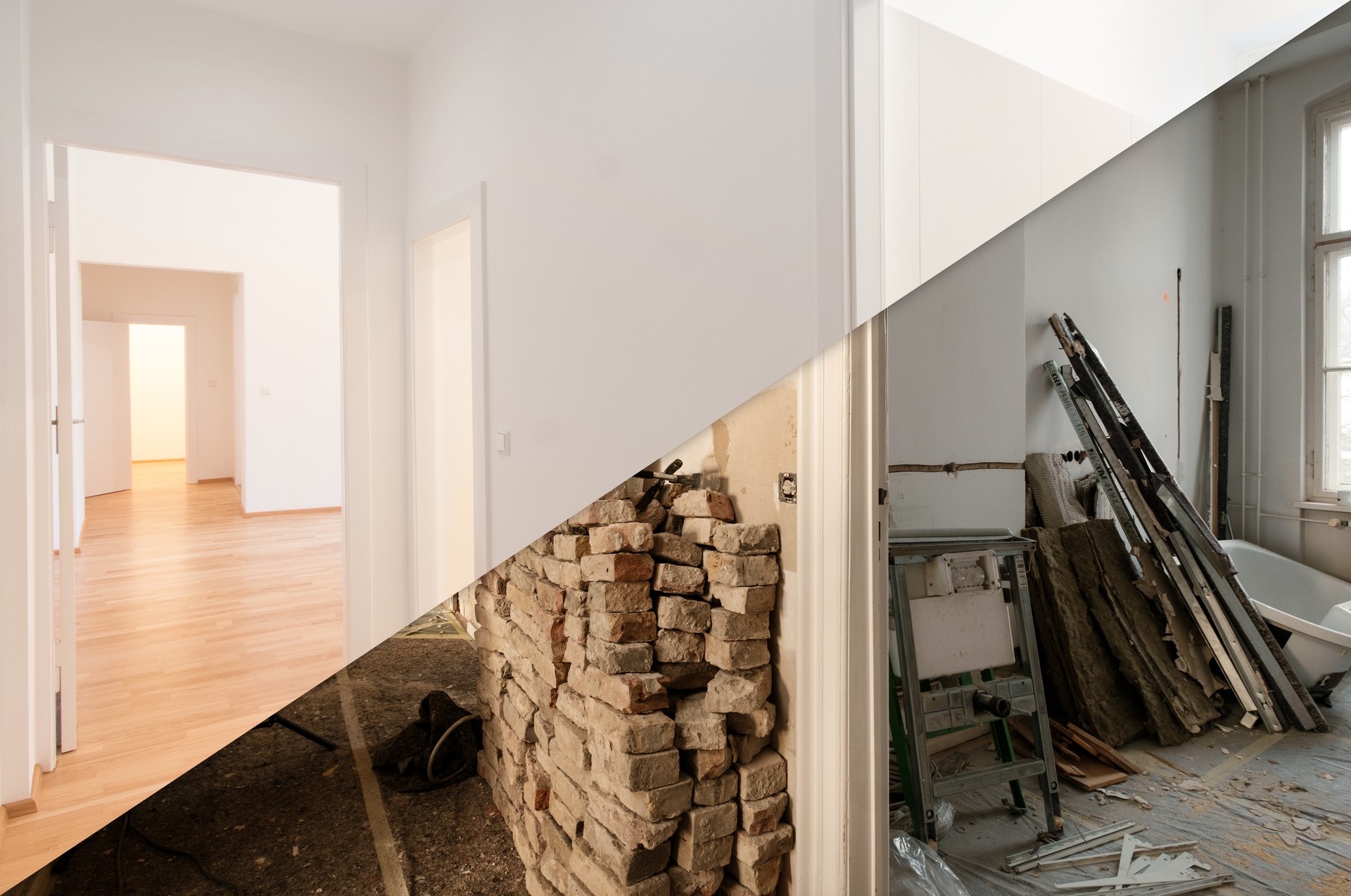 flat renovation, apartment before and after refurbishment